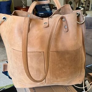Classic Tan Leather Tote Bag - Women's Accessory